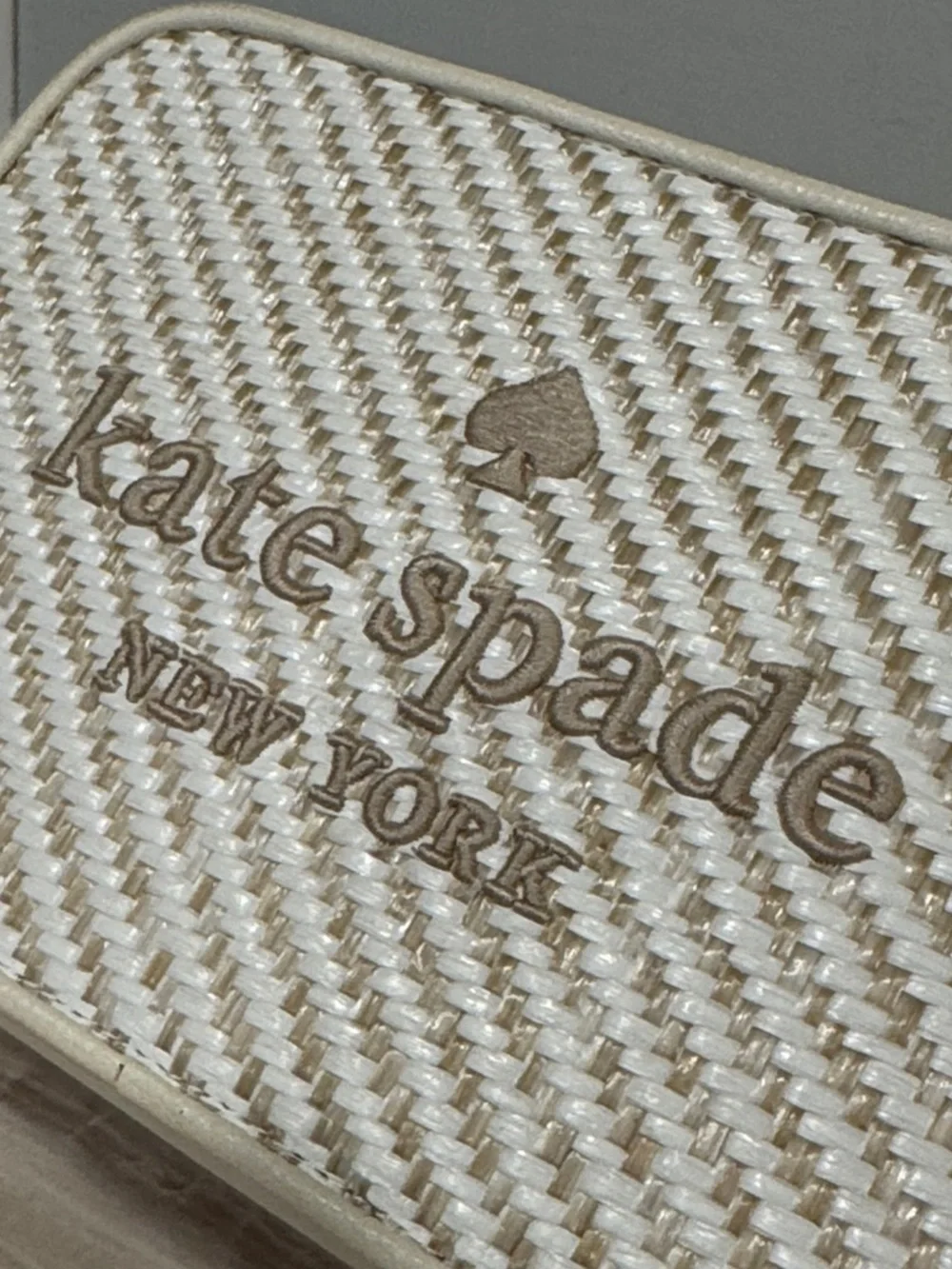 kate spade Bag Oh Snap Straw Camera Logo Woven Cream Crossbody
